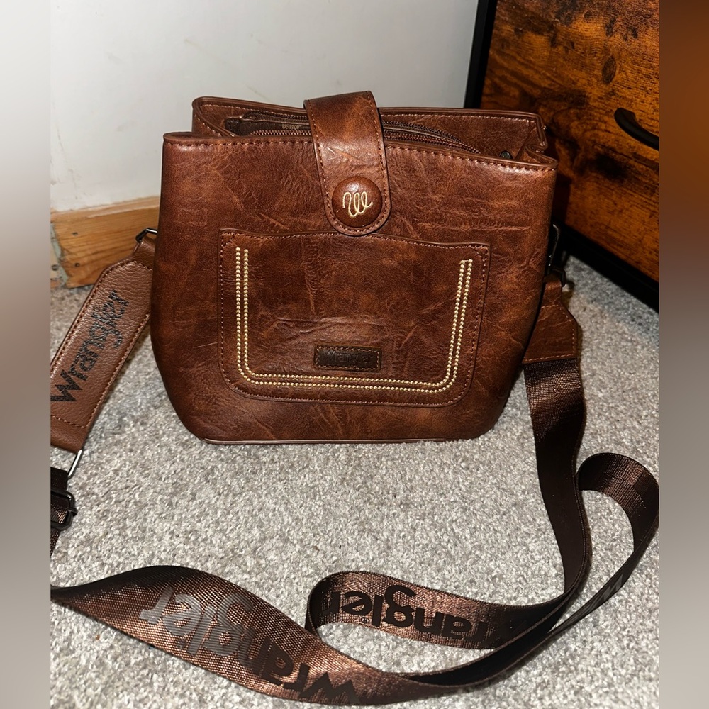 Wrangler Brown Crossbody Bag with Adjustable Strap
